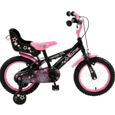 14 Townsend Glitter Steel Junior Girls Bike - Black/Pink 14
