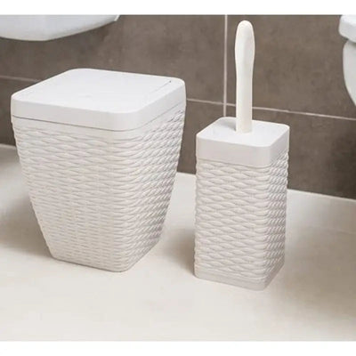 Addis Rattan Bathroom 5 Litre Bin & Toilet Brush Set - Grey