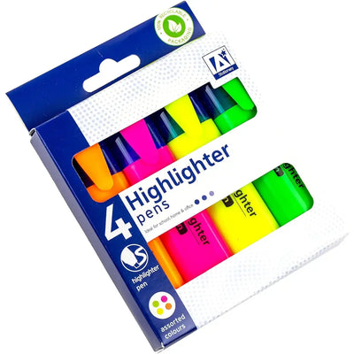Anker Stationery Highlighter Pens - Assorted Colours 4pk
