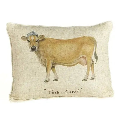 At Home In The Country - Posh Cow Linen Mix Cushion 12 x 16