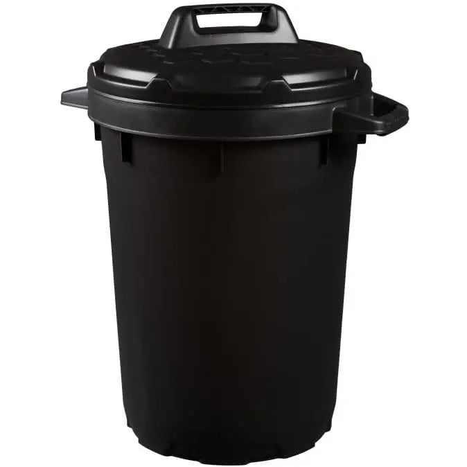 Black Plastic Dustbin With Clip on Lid - 50 / 85 / 110 Litre