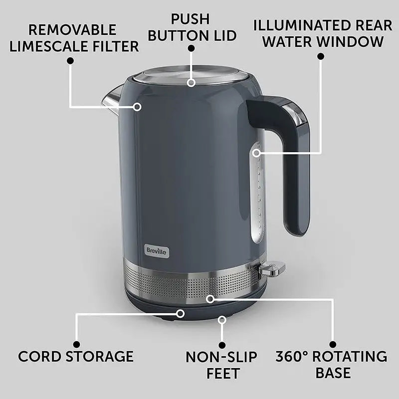 Breville High Gloss Electric Kettle Grey - 1.7 Litre -