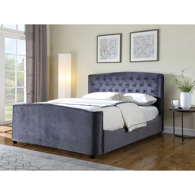 Cashel 6 Foot Superking Bed Frame - Velvet Grey - Bed & Bed