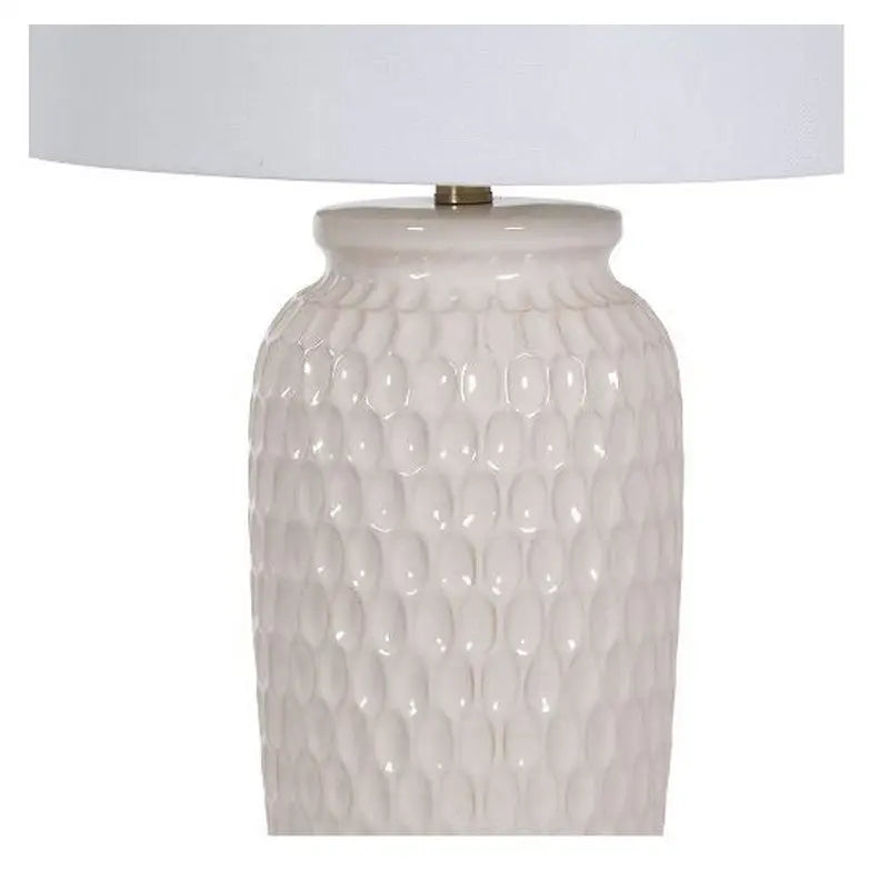 Ceramic Table Lamp With Linen Shade - Table Lamp