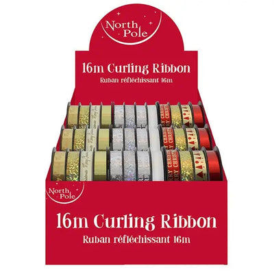 Christmas Curling Ribbon 4x4m (1 x 4 Pack SENT - 3 COLOURS
