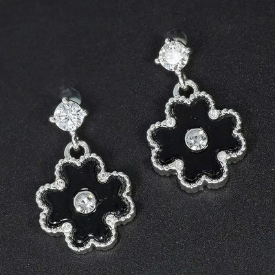 Clover Mother of Pearl Crystal Plated Earrings - Silver &