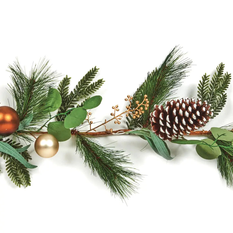 Copper Bauble & Pinecone Garland 1.8m - Seasonal & Holiday
