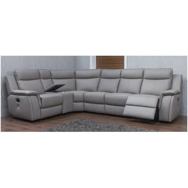 Dark Grey Luxury Full Leather Reclining Sofa