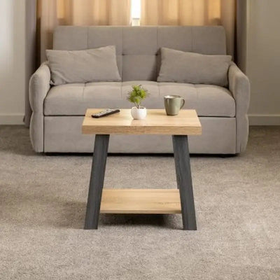 Eddie Side Table - Grey / Sonoma Oak Effect - 45 x 60 x 55cm