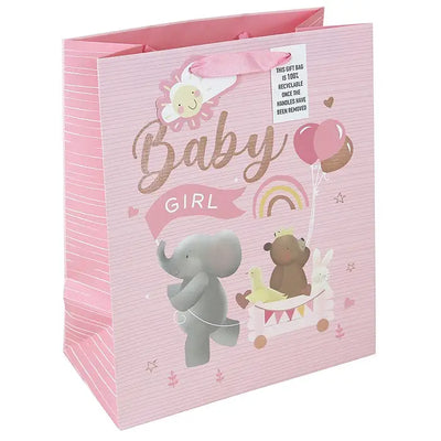Elephant Baby Girl Gift Bag Pink - Various Sizes Available