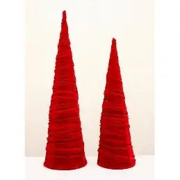 Enchante Red Velvet Conicals Set Of 2 - 60cm - Christmas