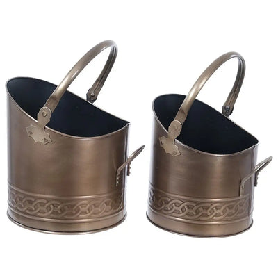 Fern Cottage Celtic Buckets Antique Brass Set of 2 - Bucket