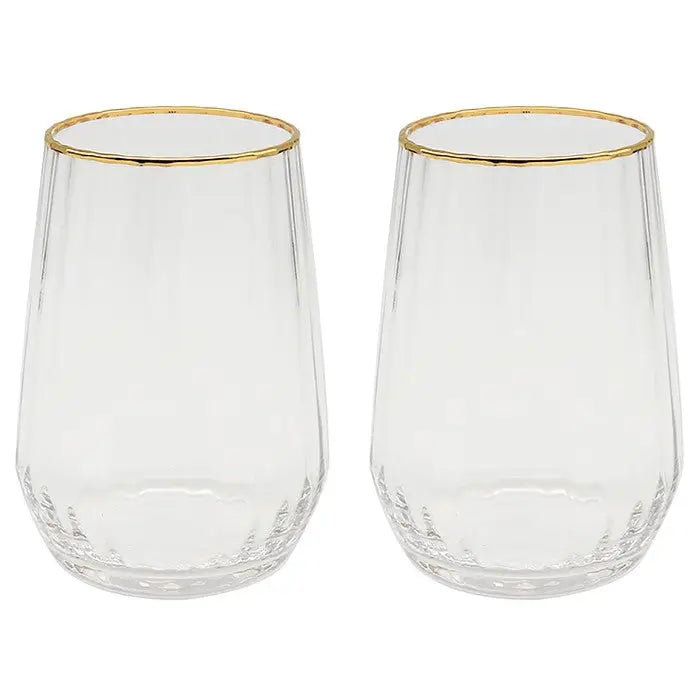 Gold Deco Glasses Set of 2 - Assorted Designs - Gin / Flute