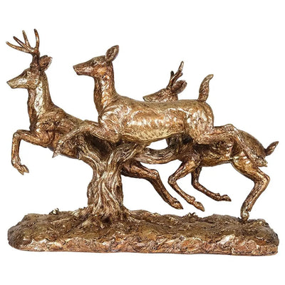 Gold Leaping Deers with Base 49 x 22 x 37cm - Homeware