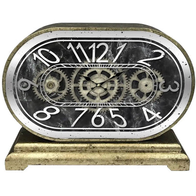 Gold Mantle Clock With Movements 40 x 30cm - Homeware