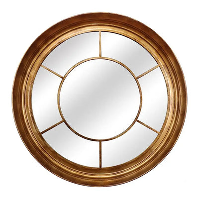 Gold Round Window Mirror 94cm - Mirror