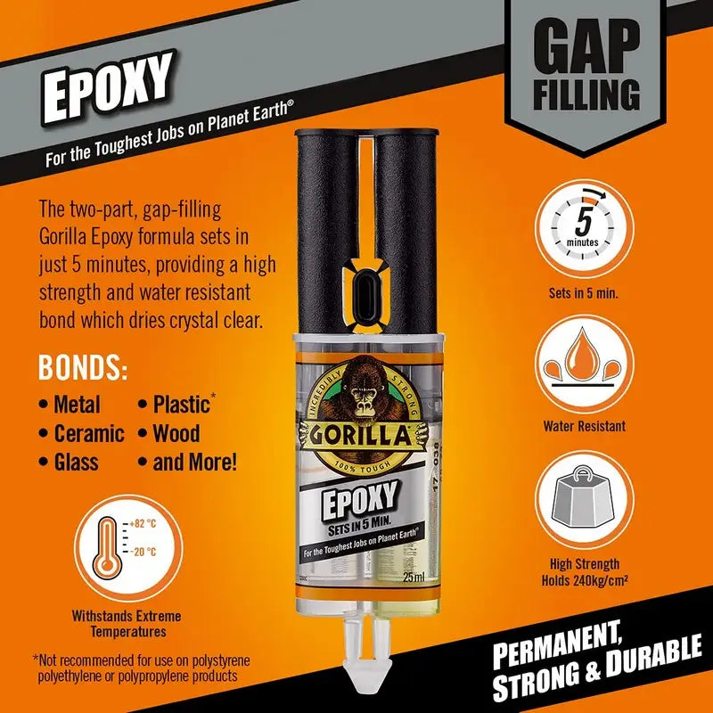 Gorilla Crystal Clear Epoxy Super Glue - 25Ml - DIY \ Tools