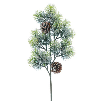 Green Bristle With Pinecones Ice Crystal Stem 47cm -