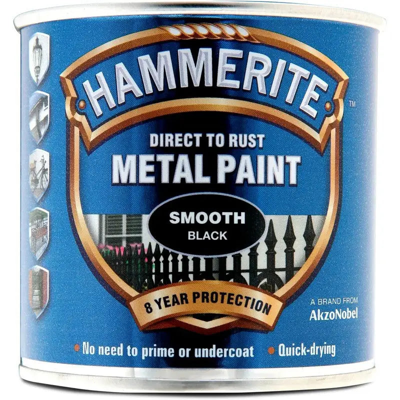 Hammerite Direct to Rust Metal Paint Smooth Black 250ml