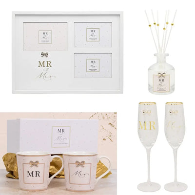 Heart Design Mr & Mrs Collection - Mugs / Flutes / Reed