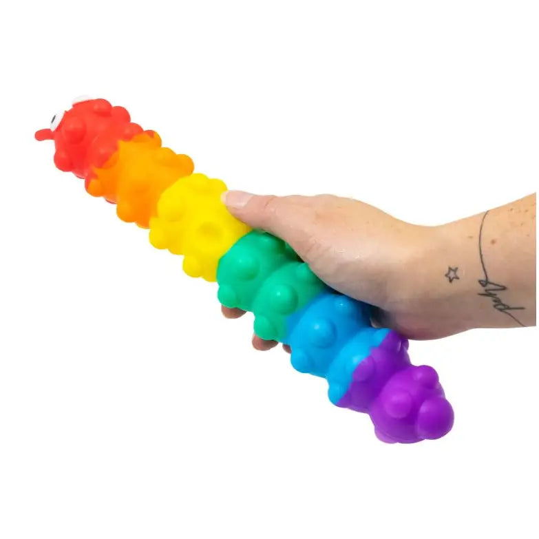 HGL Light Up Suction Push Popper Rainbow Caterpillar Toy -
