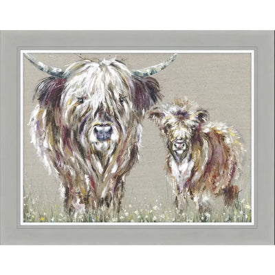 Highland Cow & Calf - Daisy and Ted Picture 92 x 72cm