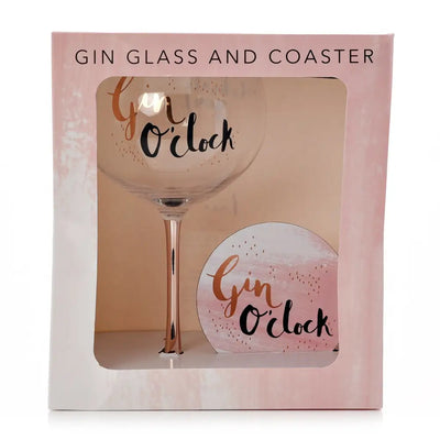 Hotchpotch Luxe Gin Glass & Coaster Set - Gin OClock -