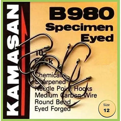 Kamasan B980 Specimen Eyed Barbed Hooks 10 Pack - Various