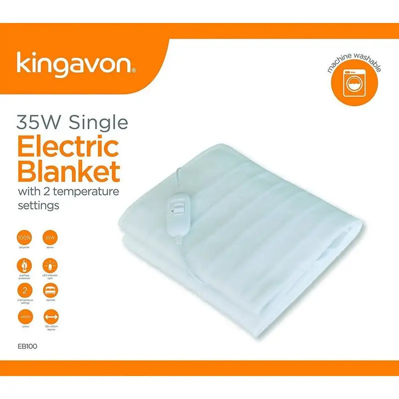 Kingavon 35W Single Electric Blanket - 120 x 60cm - Blankets
