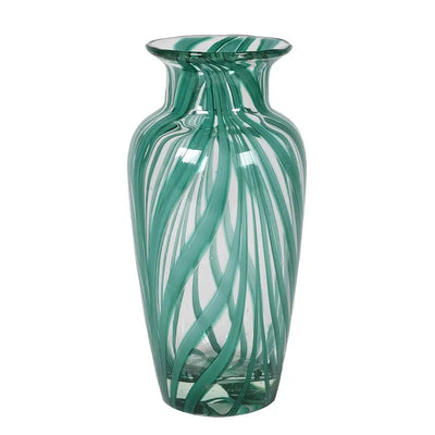 Kingfisher Green Swirl Glass Vase 29cm - Homeware