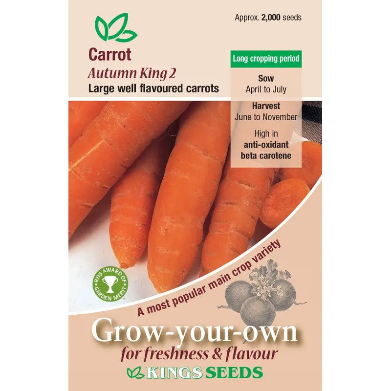Kings Seeds Vegetables Seeds - Carrot - Autumn King - Seeds