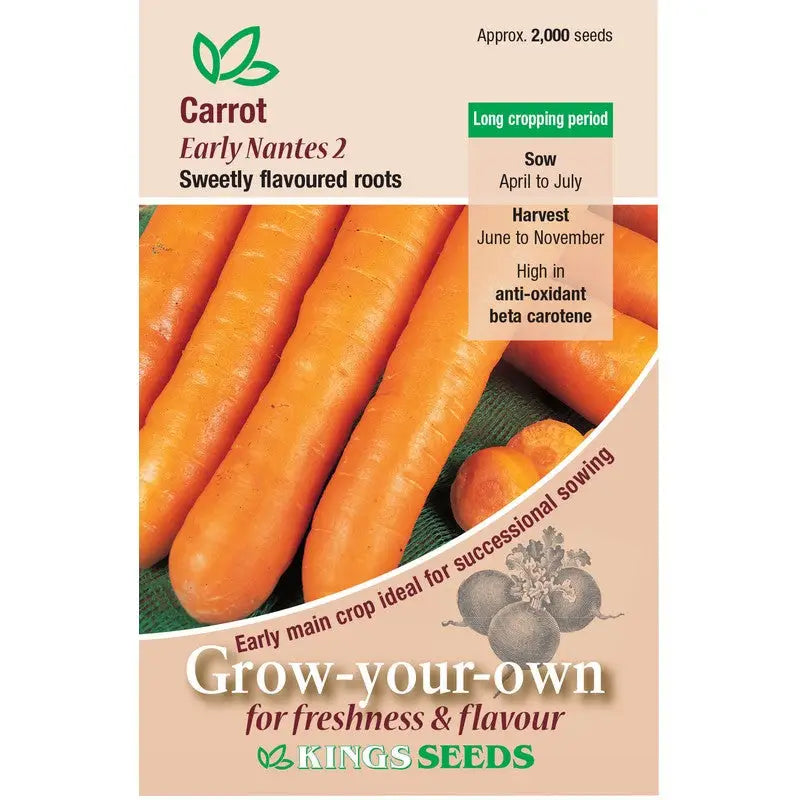 Kings Seeds Vegetables Seeds - Carrot - Early Nantes - Seeds