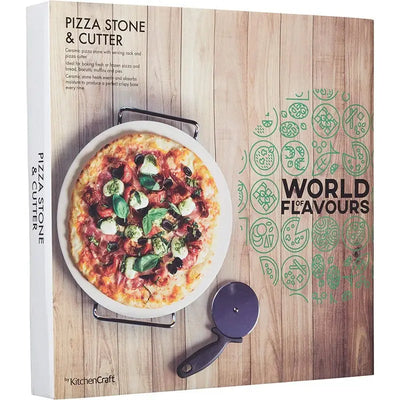 Kitchen Craft World Of Flavour Pizza Stone & Cutter