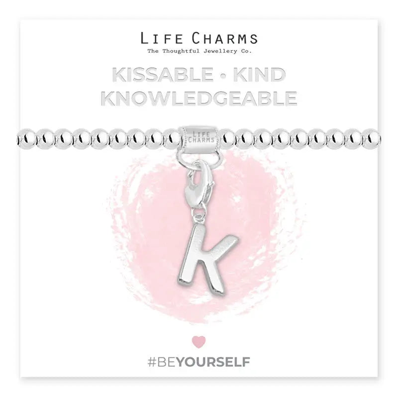 Life Charm Initial Charm Bracelet - Choose your Letter - K -