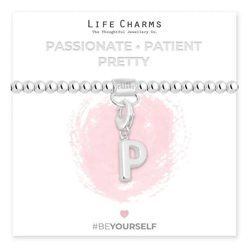 Life Charm Initial Charm Bracelet - Choose your Letter - P -