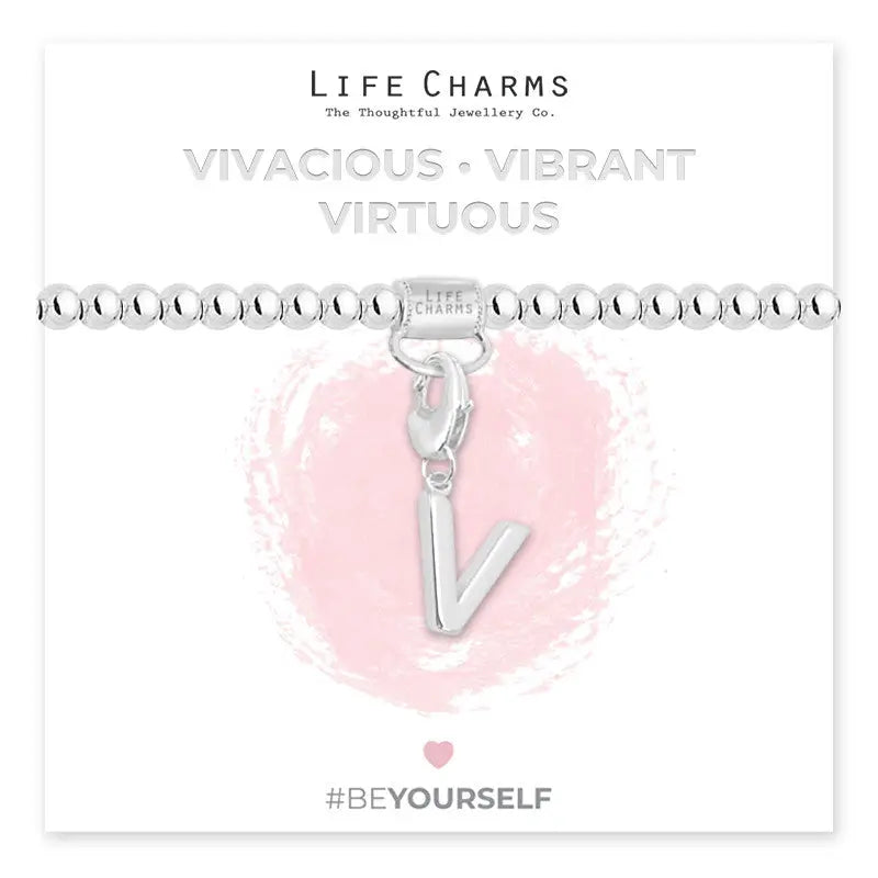Life Charm Initial Charm Bracelet - Choose your Letter - V -