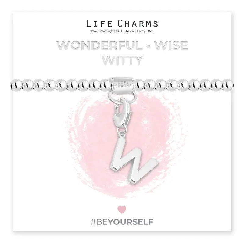 Life Charm Initial Charm Bracelet - Choose your Letter - W -