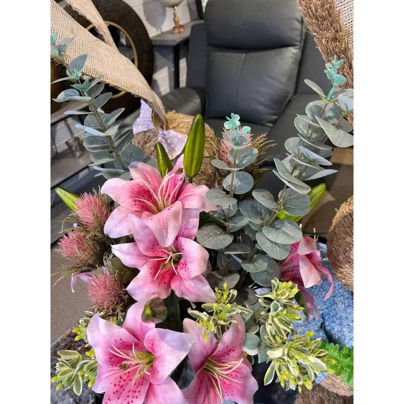 Lily Spray Vintage Pink 66cm - Artificial Flora