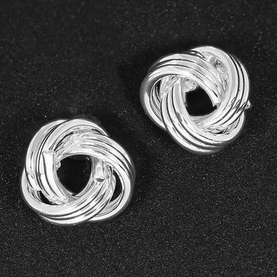 Love Knot Ball Silver Plated Stud Earrings - Giftware