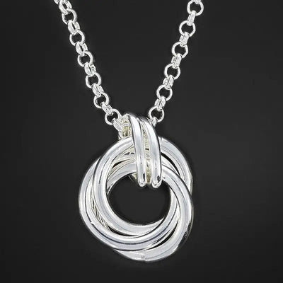 Love Knot Circle Silver Plated Mesh Necklace - Necklace