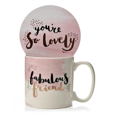 Luxe Ceramic Mug & Coaster - Fabulous Friend - Mugs