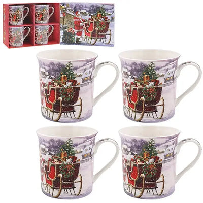 Macneil Santa & Sleigh Mugs Set of 4 - Christmas