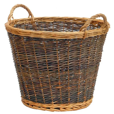 Manor Duo Two Tone Wicker Log Basket With Handles - 46x50cm