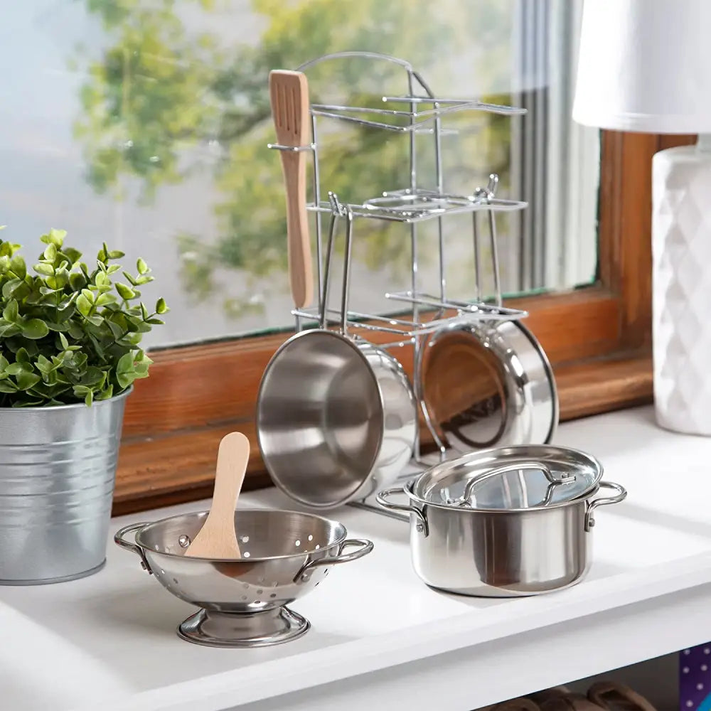 Melissa Doug Pots Pans Cooking Play Set Stewart and Gibson Ltd