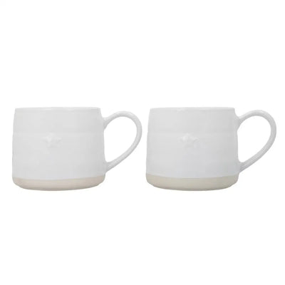 Mikasa Farmhouse Star Stoneware Mugs Set of 2 380ml White
