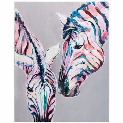 Pair Of Wild Zebras Canvas 80 X 100cm