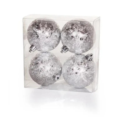 Premier 80Mm X 4Pcs 2 Assorted Bauble With Flower Wrinkle