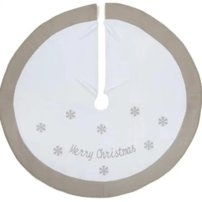 Premier 90cm Dia Merry Christmas Tree Skirt White-Grey -