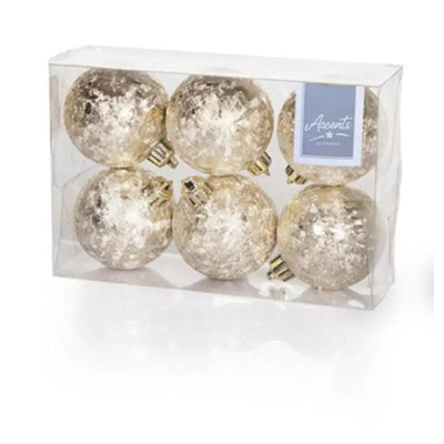 Premier Bauble With Flower Wrinkle Champagne Gold 6 x 60mm -