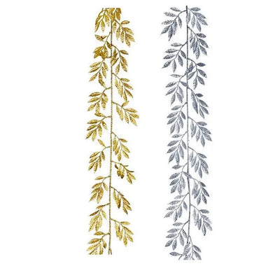 Premier Glitter Leaf Garland 1.8m - Gold and Silver Garland